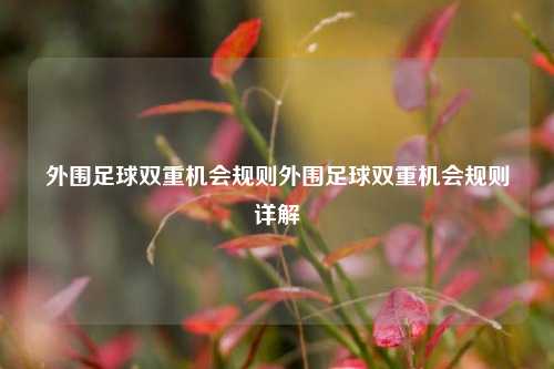 外围足球双重机会规则外围足球双重机会规则详解
