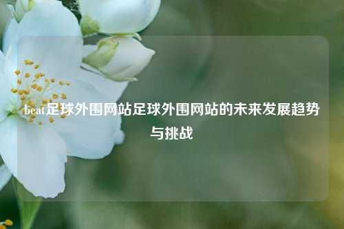 beat足球外围网站足球外围网站的未来发展趋势与挑战