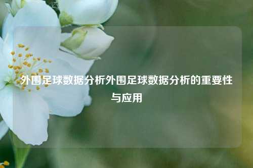 外围足球数据分析外围足球数据分析的重要性与应用