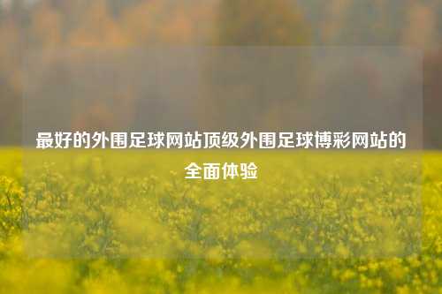 最好的外围足球网站顶级外围足球博彩网站的全面体验