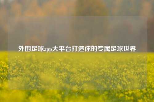 外围足球app大平台打造你的专属足球世界