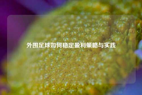 外围足球如何稳定盈利策略与实践