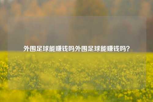 外围足球能赚钱吗外围足球能赚钱吗？